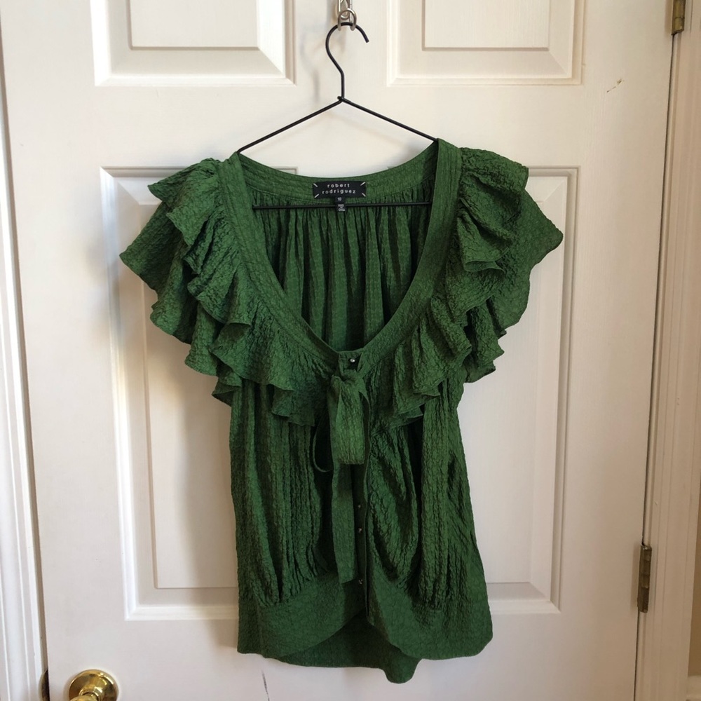 Robert Rodriguez 100% silk green top